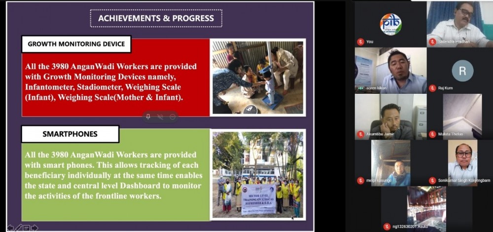 Participants and officials attending webinar organized by the Press Information Bureau (PIB), Kohima along with Field Outreach Bureau (FOB), Kohima under the Ministry of Information & Broadcasting on Poshan Abhiyan on March 24. (Photo Courtesy: PIB Kohima)